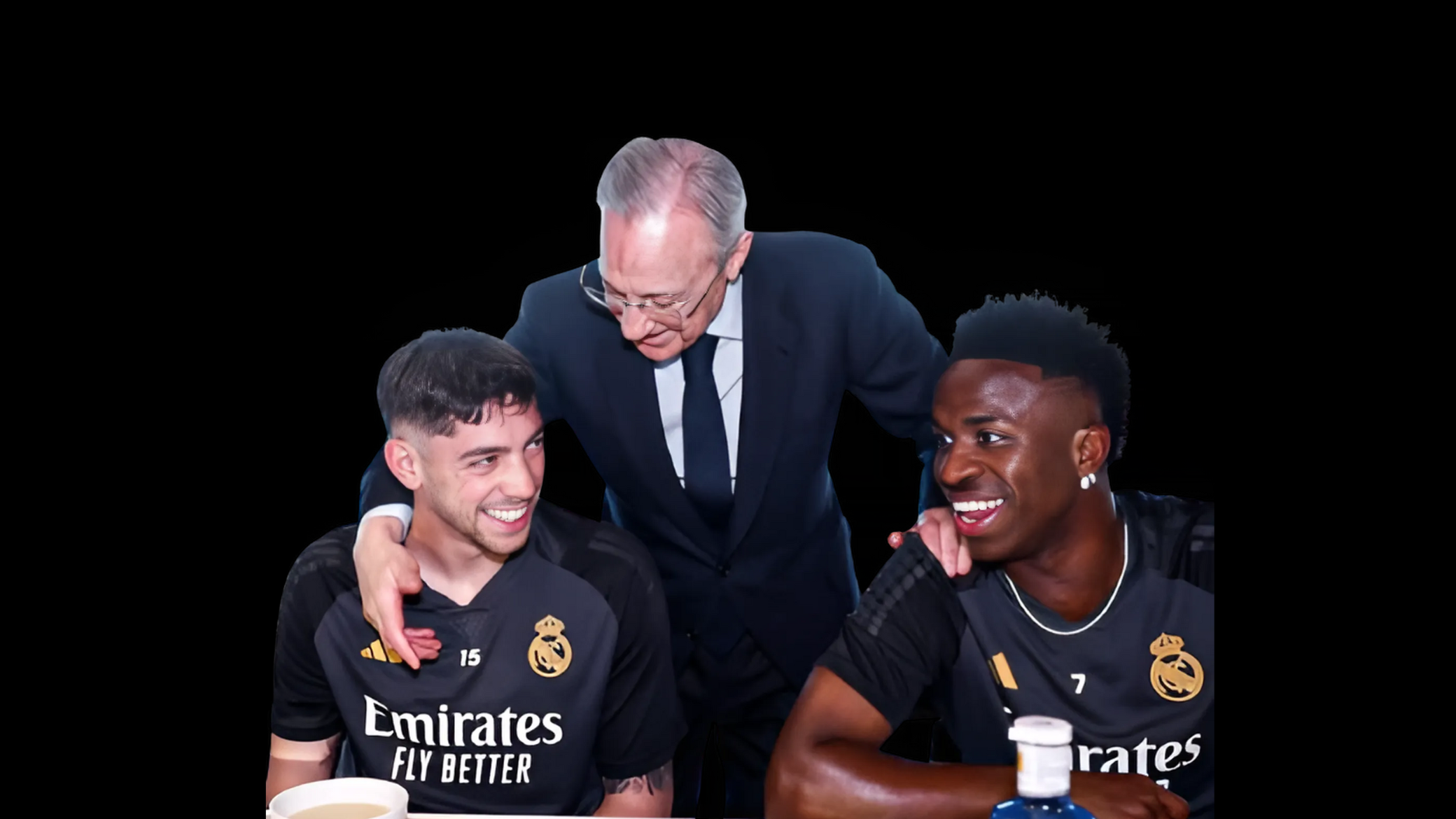 Pérez with Valverde and Vinicius